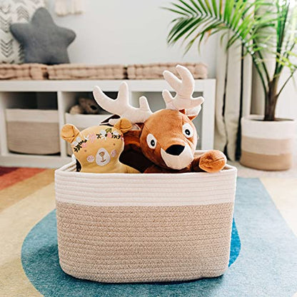 OrganiHaus Cotton Rope Baskets for Shelves, Set of 3, 15x9x10 - color: Mixed Honey
