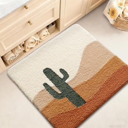 LUMI Square Cactus Bathroom Rug 26x26 Soft Absorbent Bath Mat, Non Slip - color: Cactus Sand, size: 26"x26"