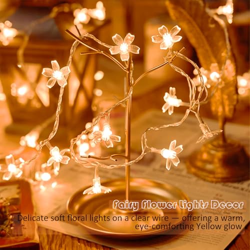 10ft 30 LED Fairy Flower String Lights Battery & USB Operated (Warm White) - color: Warm White