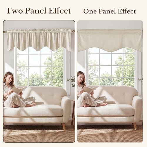 StangH Beige Window Valance Curtains 52x18 Inch, 1 Panel - color: Beige, size: 52"W x 18"L (Pack of 1)