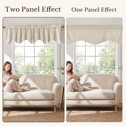 StangH Beige Window Valance Curtains 52x18 Inch, 1 Panel - color: Beige, size: 52"W x 18"L (Pack of 1)