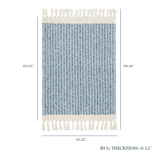 Lahome Boho Bathroom Rugs, 3x5 Washable Area Rug for Kitchen Bedroom Entry - color: Blue/Multi, size: 3' x 5' (Rectangular)