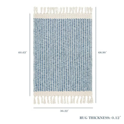 Lahome Boho Bathroom Rugs, 3x5 Washable Area Rug for Kitchen Bedroom Entry - color: Blue/Multi, size: 3' x 5' (Rectangular)