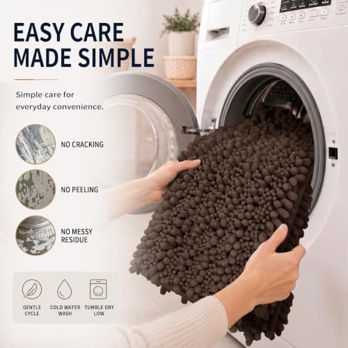 Yimobra Brown Bathroom Rug Set 3 Piece, Super Water Absorbent Bath Mat Set - color: Brown, size: 24"x17" + 24"x20" + 30"x20"