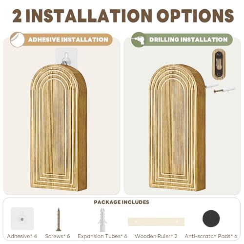 Wooden Wall Vase with 20 Eucalyptus, 2 Mount Options, Brown, 2 Pcs - color: Natural
