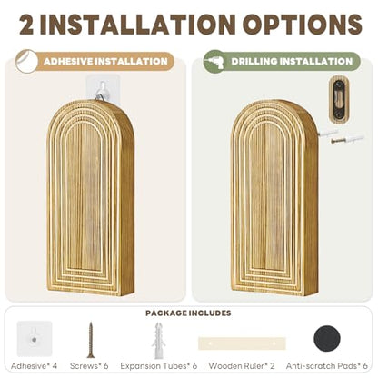 Wooden Wall Vase with 20 Eucalyptus, 2 Mount Options, Brown, 2 Pcs - color: Natural