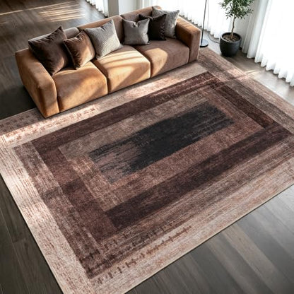 Neutral Geometric Brown 9x12 ft Large Rug for Living Room Bedroom - color: Brown, size: 9' x 12' (Rectangular)
