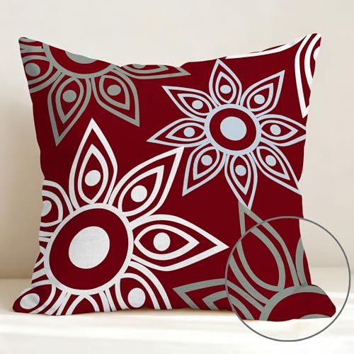 Hexagram Throw Pillow Covers 18x18, Burgundy Outdoor Pillow Covers Set of 4 - color: Burgundy, size: 18" x 18" (Pack of 4)