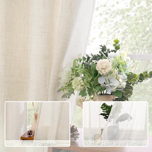 BGment Natural Faux Linen Curtains 63 Inch Length 2 Panels for Bedroom - color: B - Linen Linen, size: 52"W x 63"L (Pack of 2)