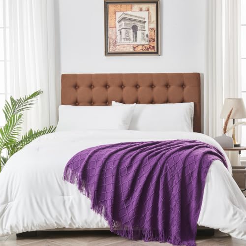 inhand Purple Knitted Throw Blanket for Couch and Bed, 50"x60" - color: Purple, size: 50"x60"