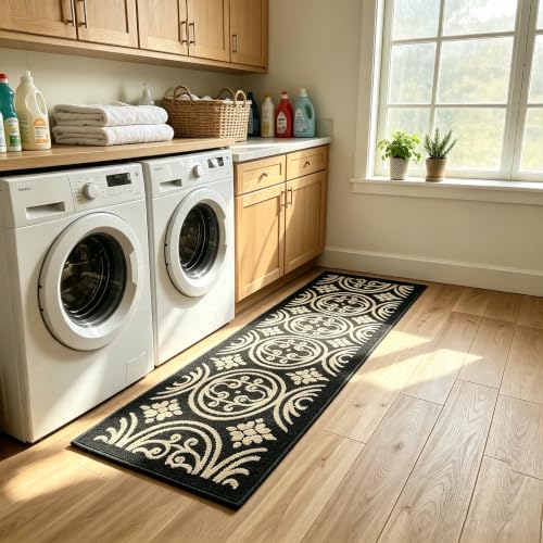 Kitchen Rug Non Slip Washable 24x71 Absorbent Black Runner - size: 24''×71''