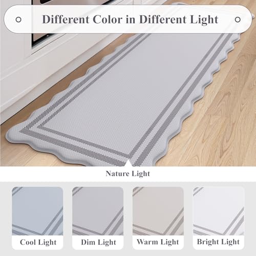 KIMODE Anti Fatigue Kitchen Mats, Light Grey Kitchen Rugs 17"x47"+17"x29" - color: Light Grey, size: 17.3" x 47"+17.3" x 29"--0.47 inches