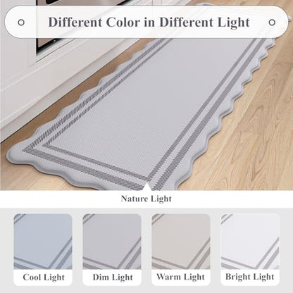 KIMODE Anti Fatigue Kitchen Mats, Light Grey Kitchen Rugs 17"x47"+17"x29" - color: Light Grey, size: 17.3" x 47"+17.3" x 29"--0.47 inches