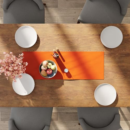 Encasa XO Table Runner, Cotton Canvas Dining Runner 13"x36" - color: Orange, size: 13x36 in