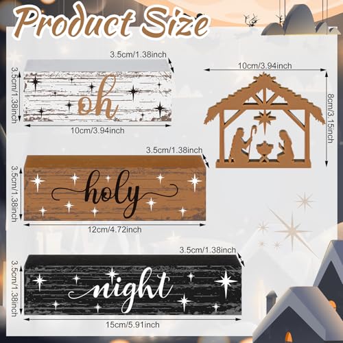 Geelin 4 Pcs Christmas Nativity Scene Table Wooden Decorations - style: Jesus