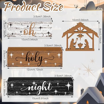 Geelin 4 Pcs Christmas Nativity Scene Table Wooden Decorations - style: Jesus
