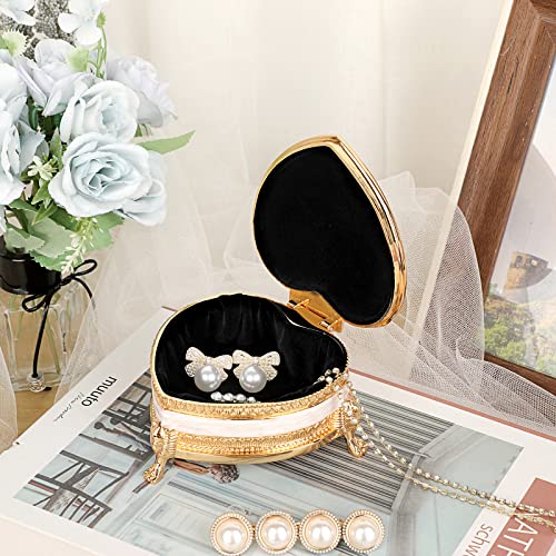 Hipiwe Heart Shape Metal Jewelry Box Antique Trinket Box Carved Red Rose - color: Red, size: Small