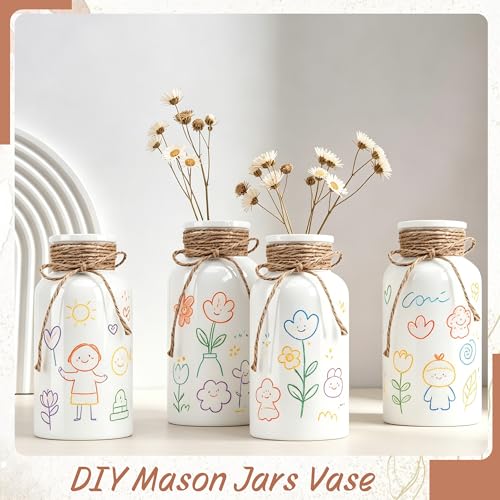 12 Pack Mason Jar Vases for Centerpieces, White Glass Flower Vase - color: White