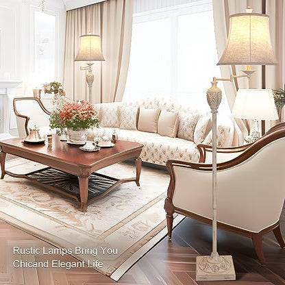 Traditional Floor Lamp with 350° Swing Arm, 3 Color Temperatures,White Wash - color: White