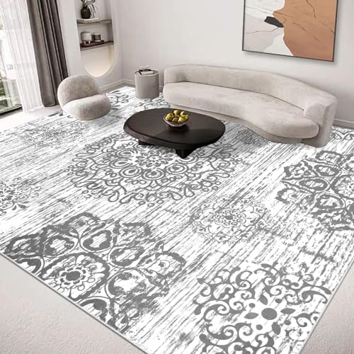 HEBE Area Rug for Living Room 6'x9', Washable Non Slip Boho Bedroom Rug - color: Grey, size: 6' x 9' (Rectangular)