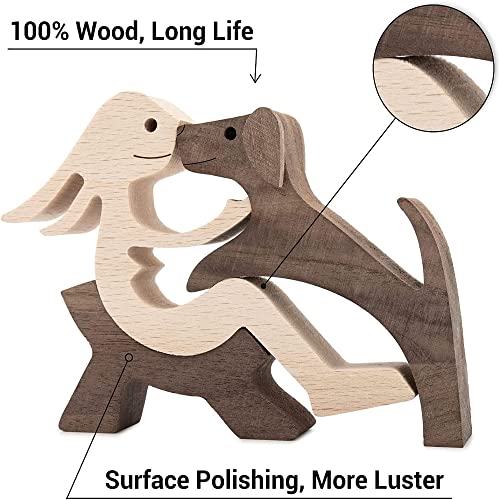 Hand Carved Wooden Woman & Dog Statue - Home Office Decor Wood Human & Dog Sculpture, Unique Gift to Remember Friendship - color: Relaxing Woman and Dog