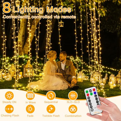 Ollny Christmas Lights Warm White, 400LED 131FT String Lights with Remote - color: Warm White, size: 400 LEDs