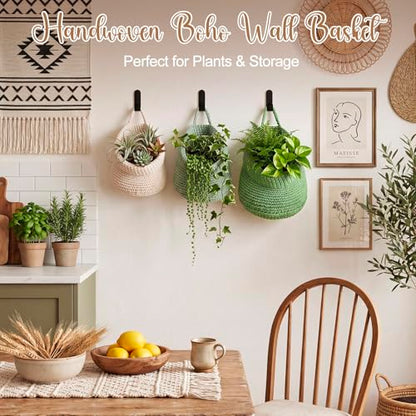 Honeydak 3 Hanging Baskets, Sage Green Mix, Wide Bucket Basket - color: Sage Green Mix, style: Wide Bucket Basket