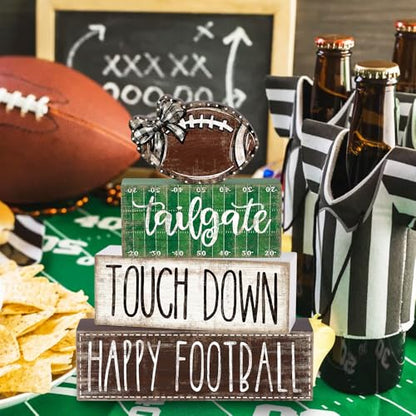 4Pcs Football Table Decoration Happy Football Wooden Block Sign - style: Football