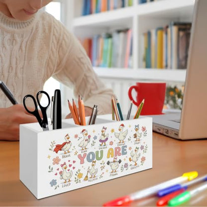 Inspirational Goose Kids Pen Pencil Holder Organizer for Desk - color: Goose 03