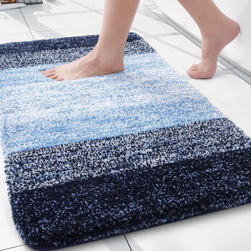 Arotive Microfiber Bathroom Rugs, Shaggy Soft Absorbent Bath Rug, 24x16 - color: Blue, size: 24" X 16"