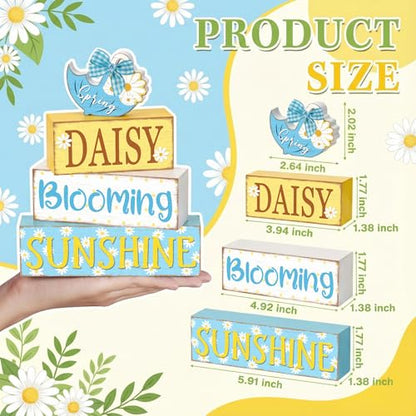Britimes Tiered Tray Decor Set, 4 Pack, Wooden Table Sign, Daisy Spring - color: Spring Daisy