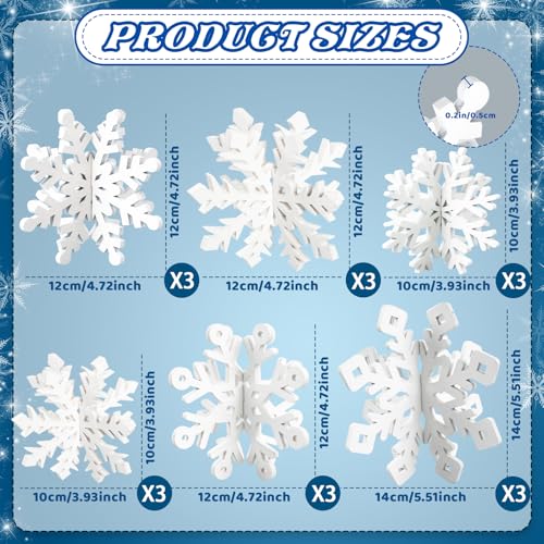 Wooden Snowflake Decoration, 3D White Christmas Table Decoration, Set of 18 - color: White, size: 18 set