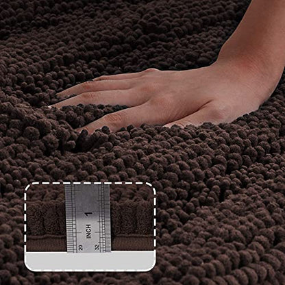 Turquoize Small Bathroom Rug 17x24, Soft Absorbent Chenille Bath Rug, Brown - color: Chocolate, size: 17" x 24"