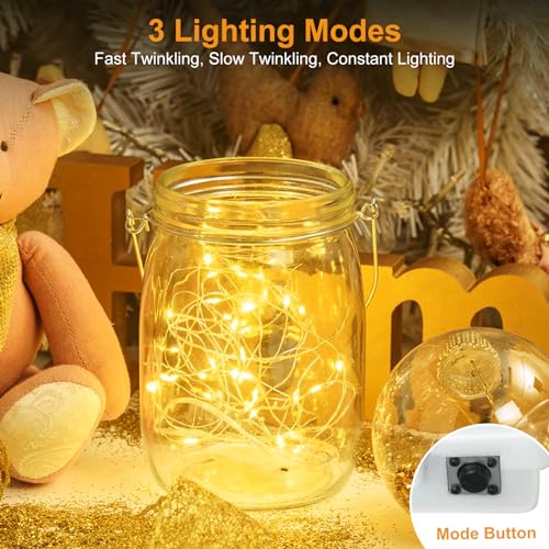 btfarm 100 Pack Fairy Lights Battery Operated Twinkle Lights with 3 Modes - color: Warm White, size: 100 Pack