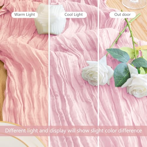 Cheesecloth Table Runner 10FT Blushing Pink Boho Gauze Sheer Runners - color: Blushing Pink, size: 1 Pack