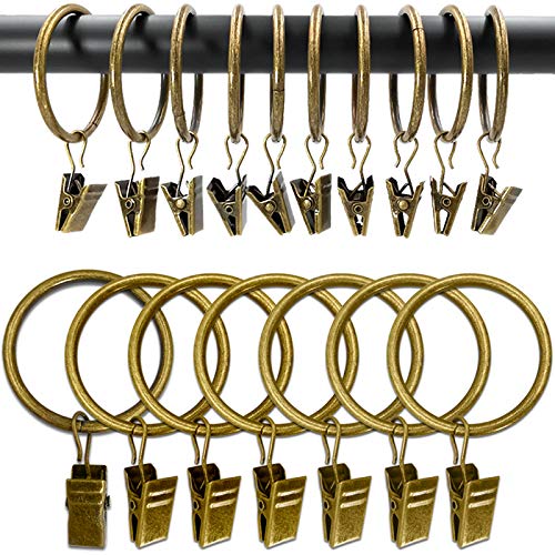 100 Pack Metal Curtain Rings with Clips, 1.5 in ID, Bronze - color: Bronze, size: 1.5" I D 100 Pack