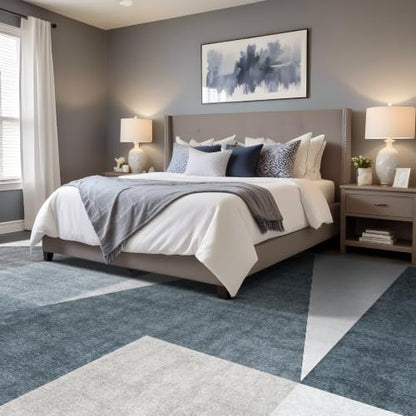 6x9 Washable Area Rug for Living Room - Non-Slip Geometric Rugs Blue Grey - color: Blue/Grey, size: 6' x 9' (Rectangular)