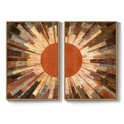 Large Framed Boho Mid Century Modern Wall Art for Living Room, 24x36 Inch - color: Brown Red, size: 24" W x 36" H x 2Pcs