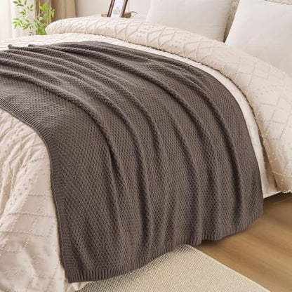 Taupe Brown Throw Blanket, Sweater-Soft Moss Knit, 50x60 Inches - color: Moss-taupe Brown, size: 50"x60"