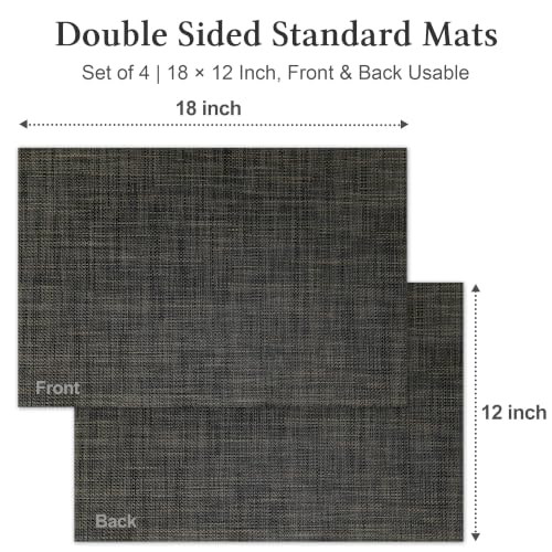 HOOMIL Placemats Set of 4, Heat Resistant, Black - color: Black, size: Set of 4