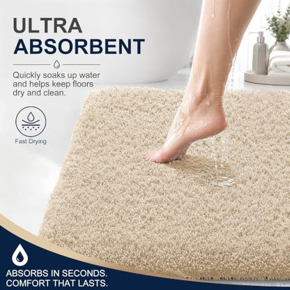 OLANLY Microfiber Bathroom Runner Rugs 70x24, Soft Absorbent Bath Mat, Sand - color: Sand, size: 70" X 24"