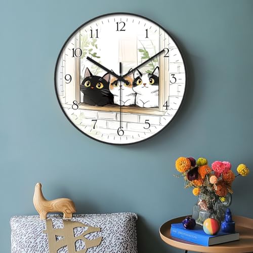 8 inch Decorative Wall Clock Battery Operated, Cats - color: M2413-cats, size: 8 Inch