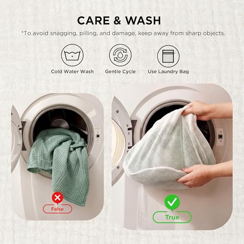 Bedsure 100% Cotton Muslin Blanket Twin XL for Bed, 4-Layer, Sage Green - color: 02 - Sage Green, size: Twin XL (66" X 90")