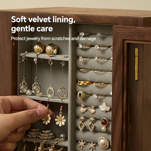 360 Rotating Design Wooden Jewelry Box for Women - size: Rotation