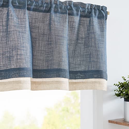 jinchan Kitchen Valance Curtain Double Layers, 50x16, 1 Panel, Blue Gray - color: Double Layer | Blue Gray, size: 50"W x 16"L (Pack of 1)