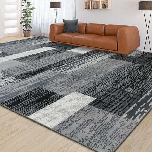 Large Area Rugs, Modern Geometric Patchwork Floor Decor Rockwood Collection - color: Grey, size: 6' x 9' (Rectangular)