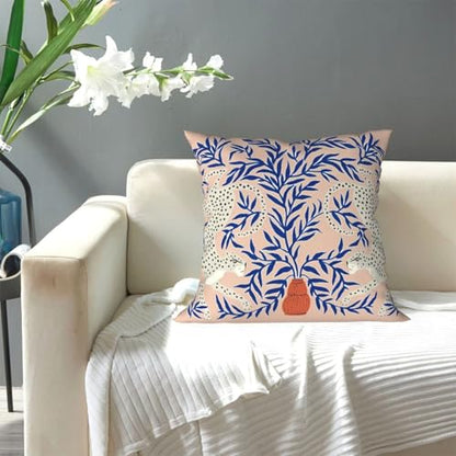 Retro Leopard Vase Velvet Throw Pillow Covers 18 Inch - color: Color-19, size: 18" x 18" (Pack of 1)
