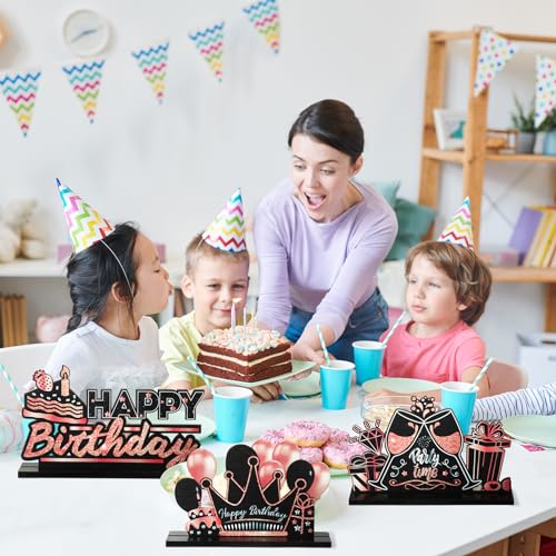 Leinuosen 6 Pcs Happy Birthday Table Centerpiece Rose and Gold Sign - color: Rose and Gold