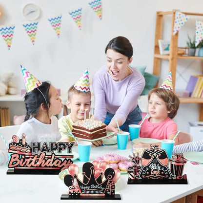 Leinuosen 6 Pcs Happy Birthday Table Centerpiece Rose and Gold Sign - color: Rose and Gold