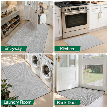 LUMI Ultra Thin Runner Rug for Hallway 2'8"x10', Entryway Rug, Light Gray - color: Gray - Light, size: 2'8" x 10' (32"x120")